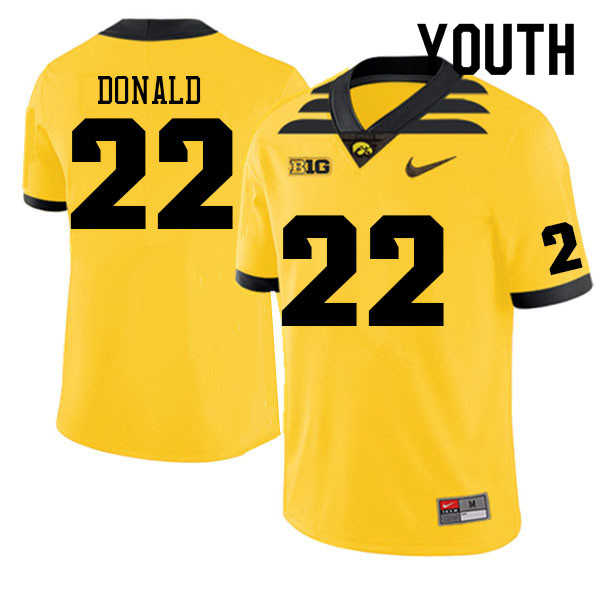 Youth #22 Nolan Donald Iowa Hawkeyes College Football Jerseys Sale-Gold - Click Image to Close